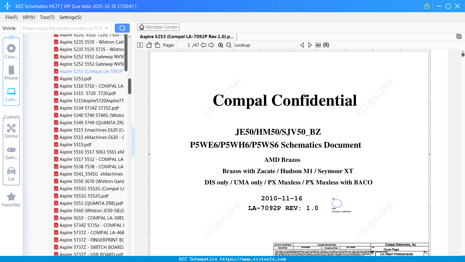 Laptop ACER Aspire 5253 (Compal LA-7092P Rev.1.0)